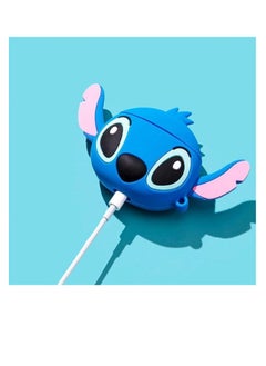 Generic Case Soft Silicone Shockproof Cover for Airpods 3rd, New 3D Cute Cartoon Creative Fun Case Skin with Keychain Design for Air pods 3rd Charging Case (Stitch Blue)  - Image 2