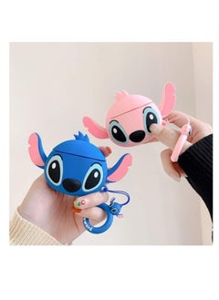 Generic Case Soft Silicone Shockproof Cover for Airpods 3rd, New 3D Cute Cartoon Creative Fun Case Skin with Keychain Design for Air pods 3rd Charging Case (Stitch Blue)  - Image 3