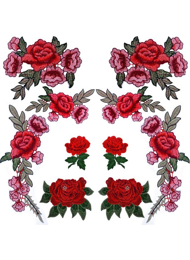 BronaGrand - 10 Pieces 5 Pairs Embroidered Patches Rose Flower Sew On Patch Applique For Diy Clothing Jeans Sewing - Image 1