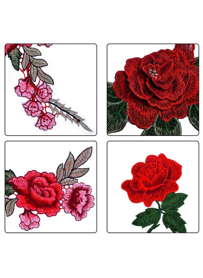 BronaGrand - 10 Pieces 5 Pairs Embroidered Patches Rose Flower Sew On Patch Applique For Diy Clothing Jeans Sewing - Image 1