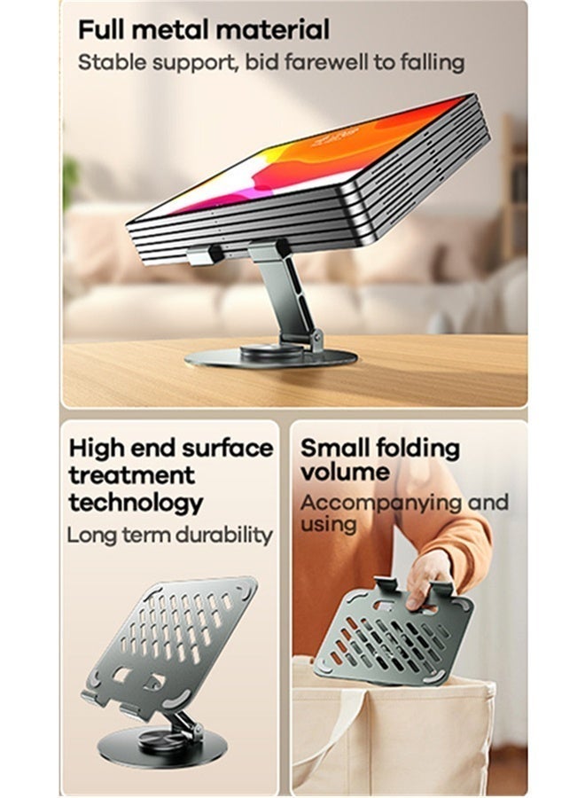 REMAX 360° Rotating Tablet Stand, Foldable, All-Metal Desktop Stand, Sturdy and Durable, Suitable For Tablets and Laptops, iPad/Pro/Air/mini/11/9.7/iPhone/Samsung Galaxy Tablet/Switch etc. - Image 3