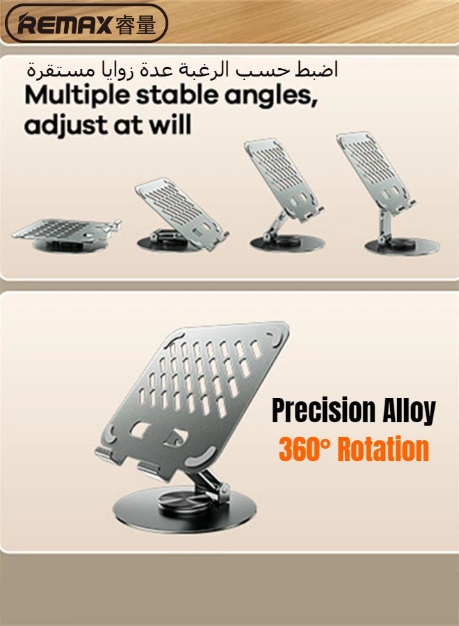 REMAX RM-C60 360° Rotating Tablet Stand, Foldable All-Metal Desktop Holder, Sturdy & Durable, for iPad/Pro/Air/mini/11/9.7, Samsung Galaxy Tablets, Switch - Image 5