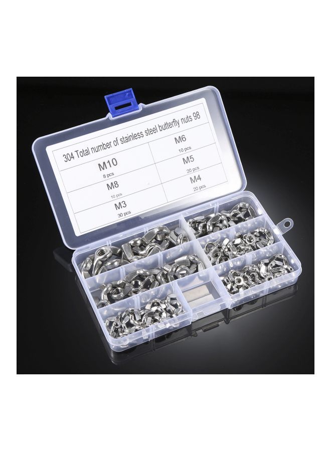 NIBEMINENT 98-Piece Stainless Steel Cap Nut Set Silver 17x2.5x10cm  - Image 2