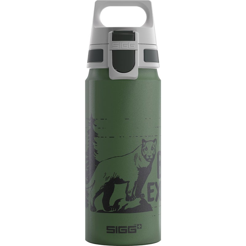 Sigg - Aluminium Kids Water Bottle - WMB ONE Mountain Lion - Suitable For Carbonated Beverages - Leakproof - Lightweight - BPA Free - Climate Neutral Certified - Dark Green - 20 Oz - Image 1