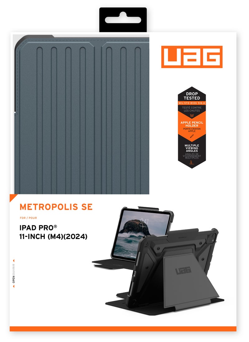 Urban Armor Gear - UAG Metropolis SE for iPad Pro 11 inch Case Cover (2024) M4 with Pencil Holder and Adjustable Multi-Angle Viewing Stand - Cloud Blue - Image 1