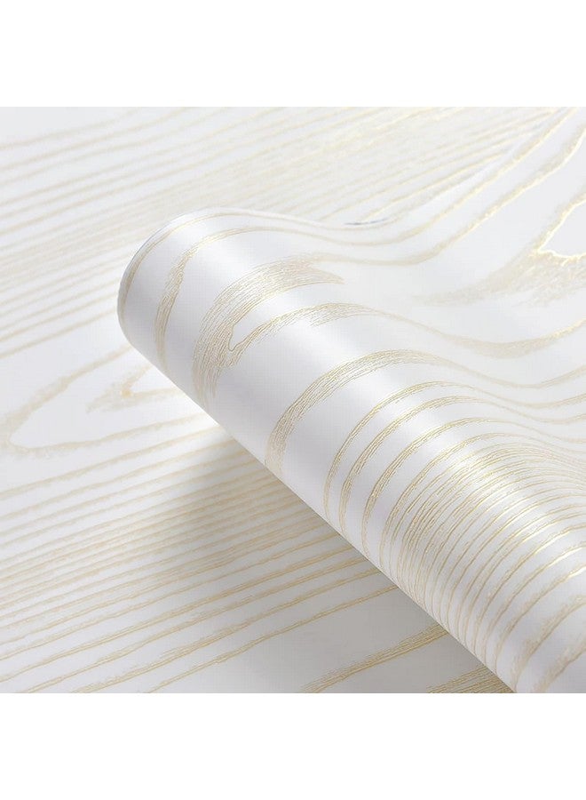 HOMEMATES Self-Adhesive Wallpaper Waterproof Old Furniture Vinyl Stickers Wooden Door Wardrobe Desktop PVC Wall Papers 45 X 304 CM- (White Gold Wood) - Image 1