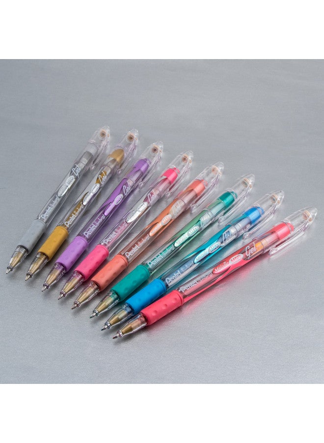 Pentel Arts Sunburst Metallic Gel Pen, Medium Line, Permanent, Gold Ink, 2 Pack (K908BP2X) - Image 2