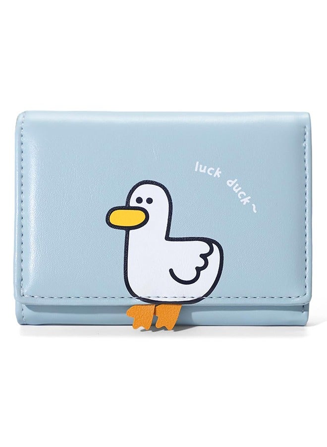 Fashion Girls Cute 3D Duck Mini Folding Wallet Tiny Wallet Cash Pocket Card Holder ID Window Purse for Women, Blue  - Image 1