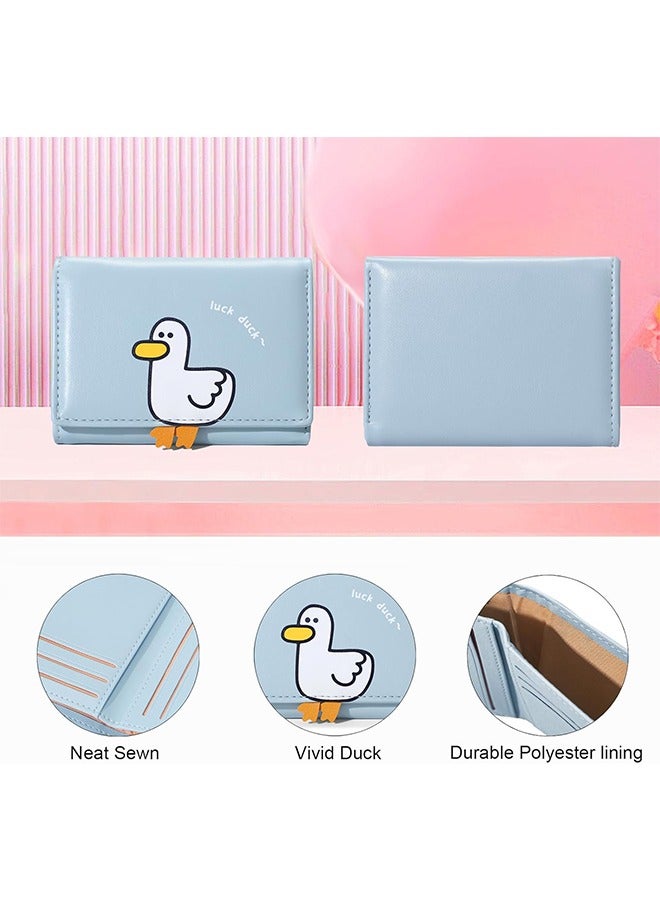 Fashion Girls Cute 3D Duck Mini Folding Wallet Tiny Wallet Cash Pocket Card Holder ID Window Purse for Women, Blue  - Image 3