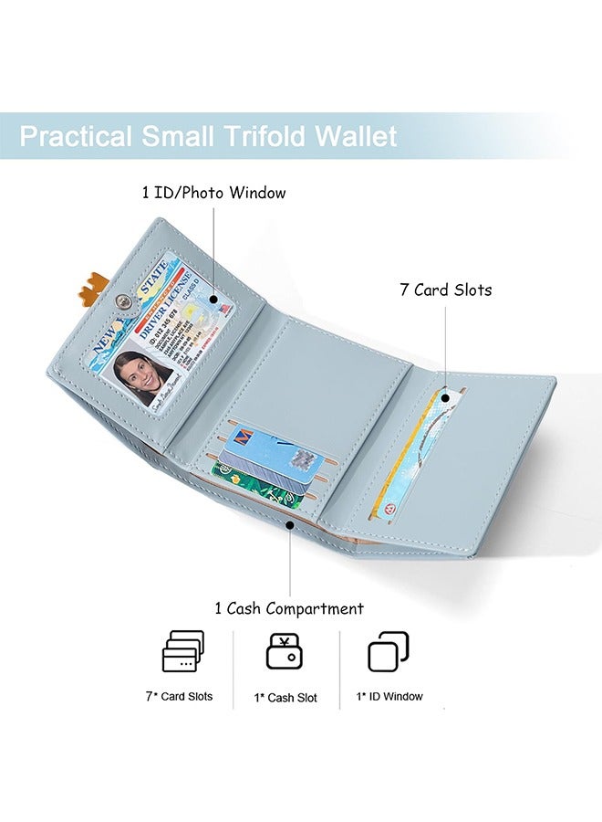 Fashion Girls Cute 3D Duck Mini Folding Wallet Tiny Wallet Cash Pocket Card Holder ID Window Purse for Women, Blue  - Image 2