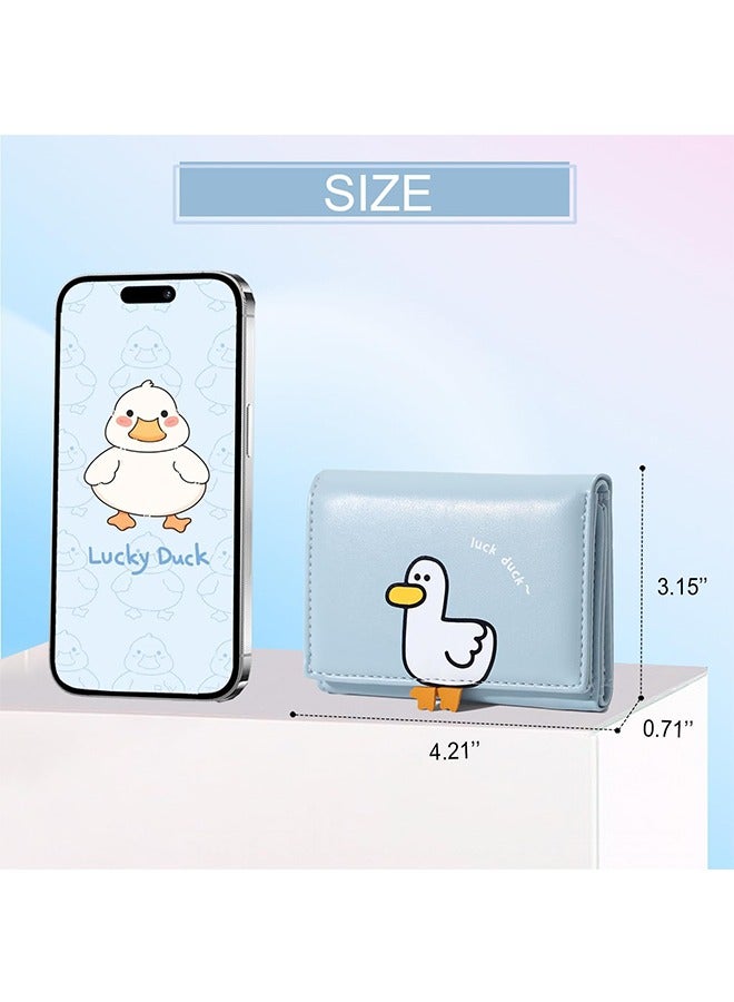 Fashion Girls Cute 3D Duck Mini Folding Wallet Tiny Wallet Cash Pocket Card Holder ID Window Purse for Women, Blue  - Image 4