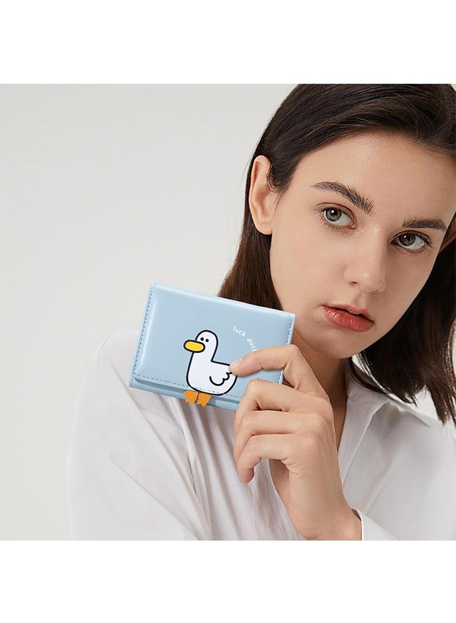 Fashion Girls Cute 3D Duck Mini Folding Wallet Tiny Wallet Cash Pocket Card Holder ID Window Purse for Women, Blue  - Image 5
