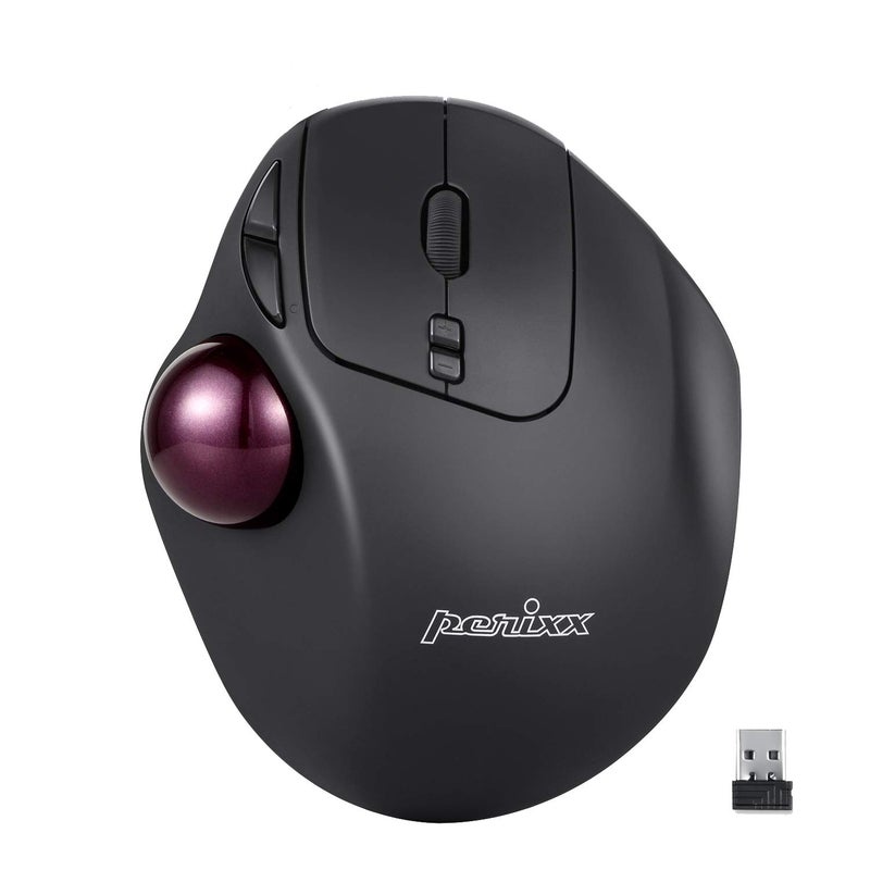 Perixx11568 Perimice717 Wireless Trackball Mouse Buildin 134 Inch Trackball with Pointing Feature 5 Programmable Buttons 2 DPI Level Black - Image 2