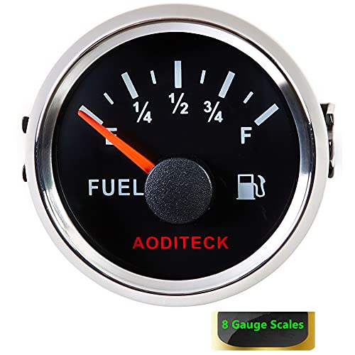AODITECK 240-33ohm Black Marine Fuel Gauge for Boat Gas Gauge Fuel Level Gauge for Car Truck Vehicle Diesel Automotive Replacement Aftermarket Gauge for Car Truck Vehicle SUV with Backlight - Image 2