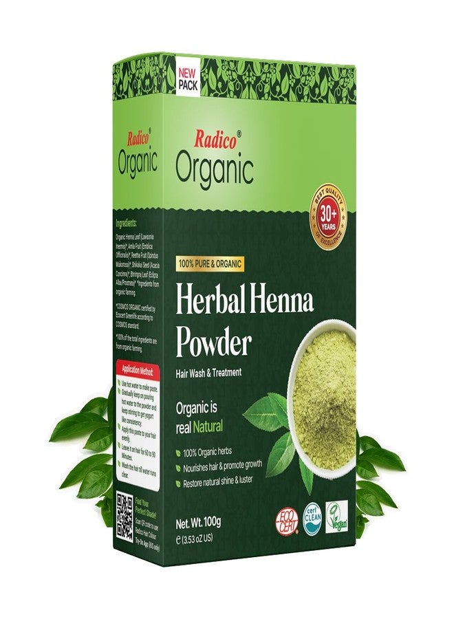 Radico Organic Herbal Henna Hair Treatment Powder - 100% Organic, 100% Natural Herbs For Soft, Shiny & Healthy Hair, Anti Hair Loss, Repair & Nourish Damaged Hair, Prevents Dandruff & Hair Thinning - Image 1