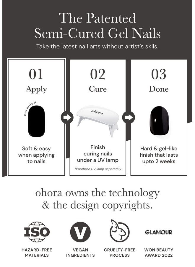 ohora Semi Cured Gel Nail Strips (N Tint Highteen) Works With Any Nail Lamps Salonquality Long Lasting Easy To Apply & Remove Includes 2 Prep Pads Nail File & Wooden Stick - Image 3