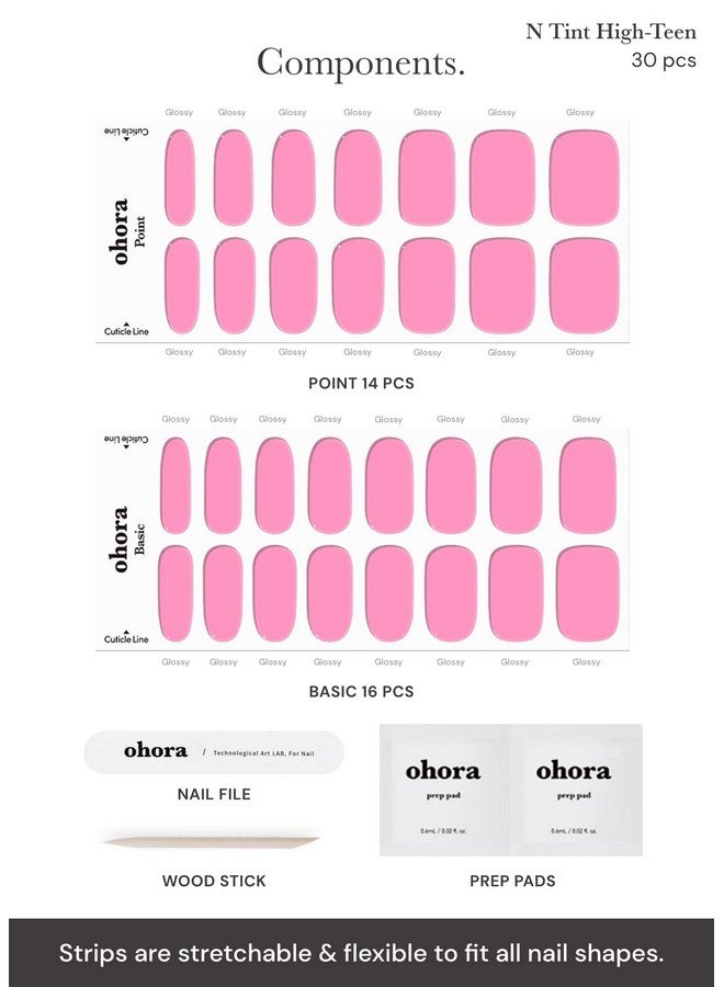 ohora Semi Cured Gel Nail Strips (N Tint Highteen) Works With Any Nail Lamps Salonquality Long Lasting Easy To Apply & Remove Includes 2 Prep Pads Nail File & Wooden Stick - Image 4