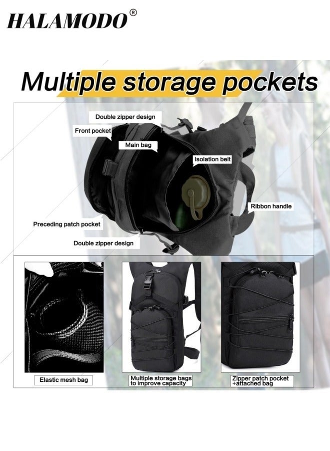 HALAMODO Multifunctional Outdoor Sports Backpack Camping Outdoor Hydration Backpack with Large Capacity Waterproof and Durable Tactical Hydration Backpack 2.5L Lightweight Water Bag Hydration Pack Hiking Backpack with Water Bladder for Men and Women - Image 4
