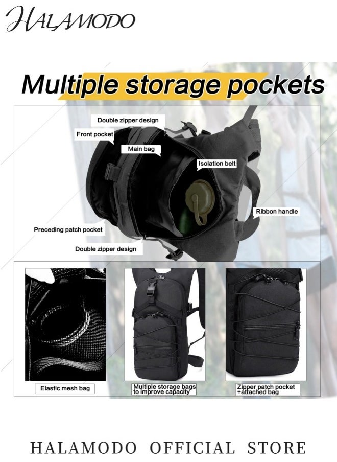 Generic - Multifunctional Outdoor Sports Backpack Camping Outdoor Hydration Backpack with Large Capacity Waterproof and Durable Tactical Hydration Backpack 2.5L Lightweight Water Bag Hydration Pack Hiking Backpack with Water Bladder for Men and Women - Image 1