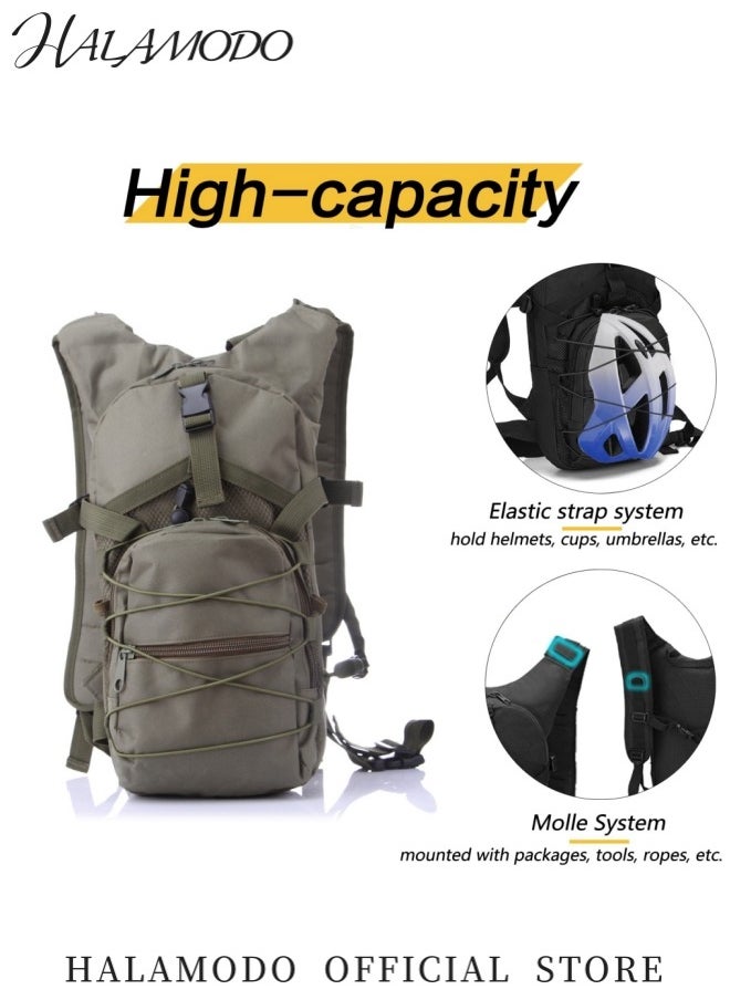 Generic - Multifunctional Outdoor Sports Backpack Camping Outdoor Hydration Backpack with Large Capacity Waterproof and Durable Tactical Hydration Backpack 2.5L Lightweight Water Bag Hydration Pack Hiking Backpack with Water Bladder for Men and Women - Image 1