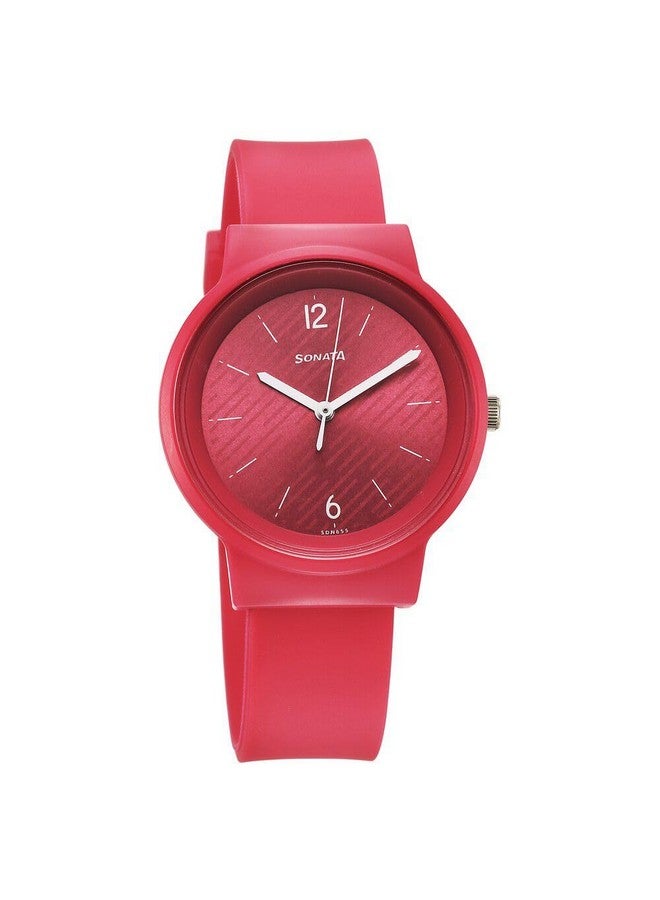 Sonata Splash Quartz Analog Pink Dial Plastic Strap Watch for Women-87048PP04W - Image 1