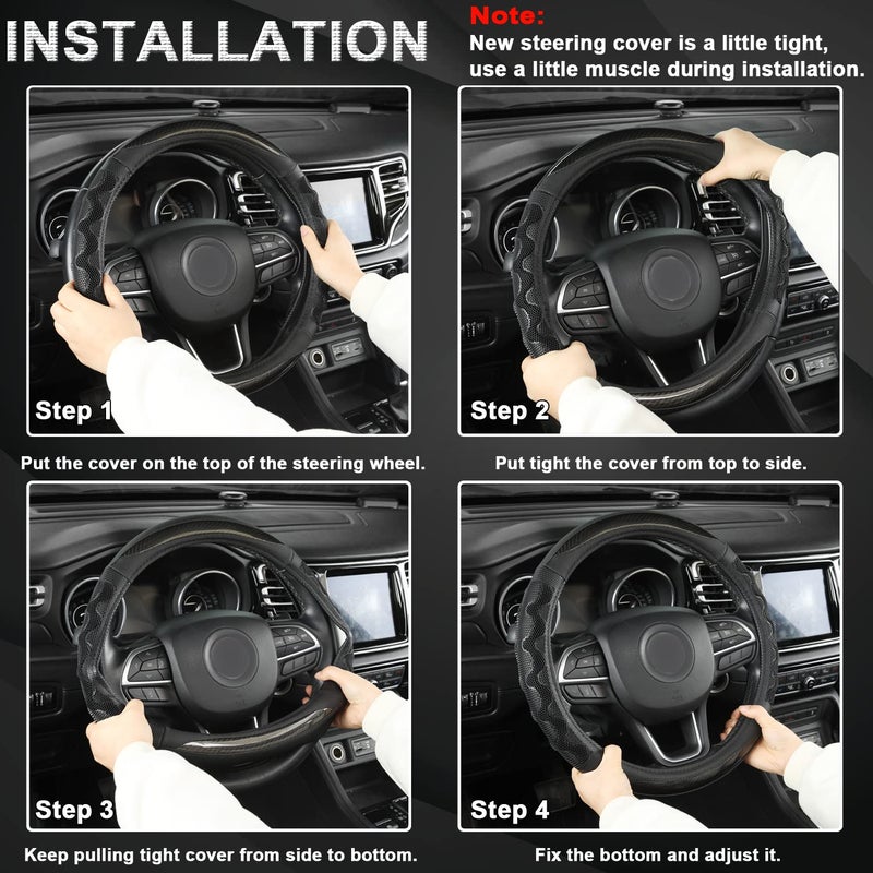 GIANT PANDA Steering Wheel Cover for Jeep Wrangler, Car Steering Wheel Cover for Jeep Grand Cherokee and Cherokee - Red - Image 4