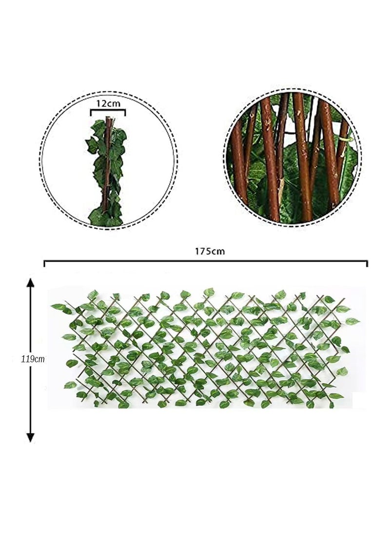 LINGWEI - Bamboo Wooden Fence with Artificial Plants Green For Home Garden Wall Decoration - Image 1