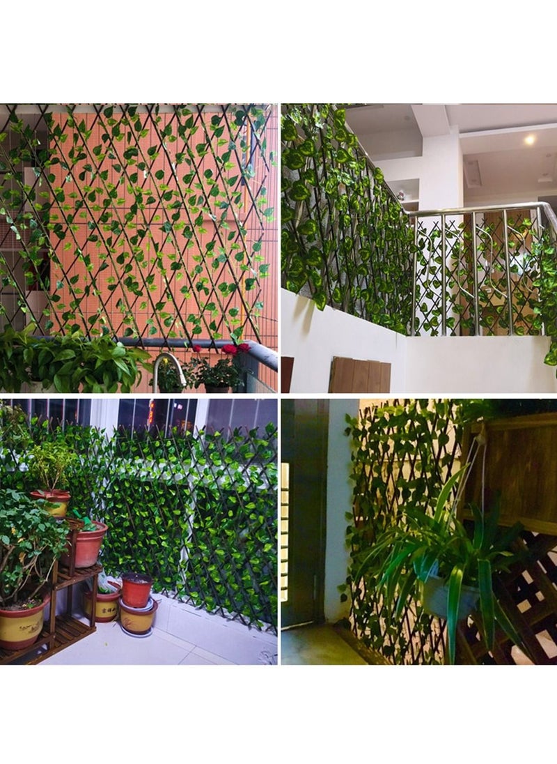 LINGWEI - Bamboo Wooden Fence with Artificial Plants Green For Home Garden Wall Decoration - Image 1