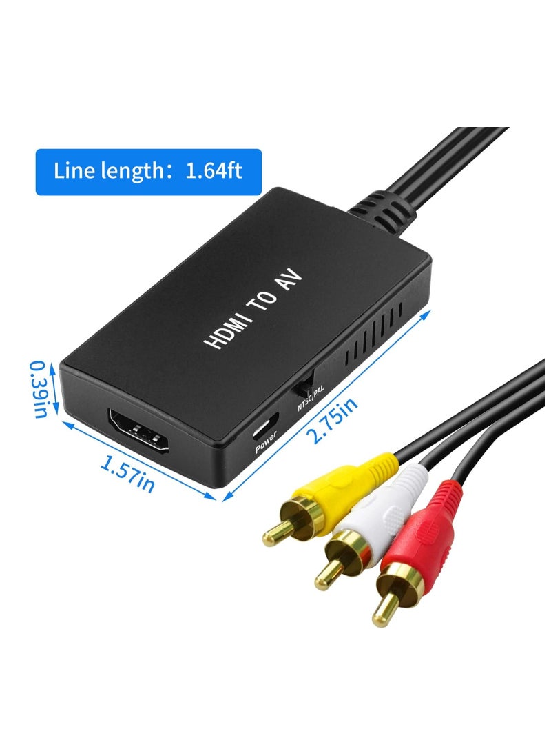 Generic - HDMI to RCA Converter for TV DVD PS2 PS3 VHS Wii BlueRay, Supports PAL NTSC Composite Video Audio - Image 1