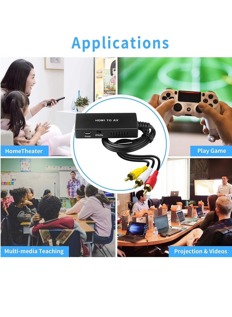 Generic - HDMI to RCA Converter for TV DVD PS2 PS3 VHS Wii BlueRay, Supports PAL NTSC Composite Video Audio - Image 1
