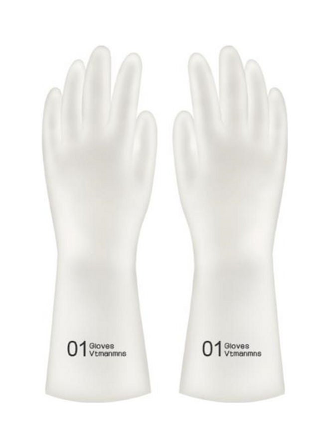 NIBEMINENT Waterproof Non-Slip Durable Rubber Small Size Gloves Off White/Black