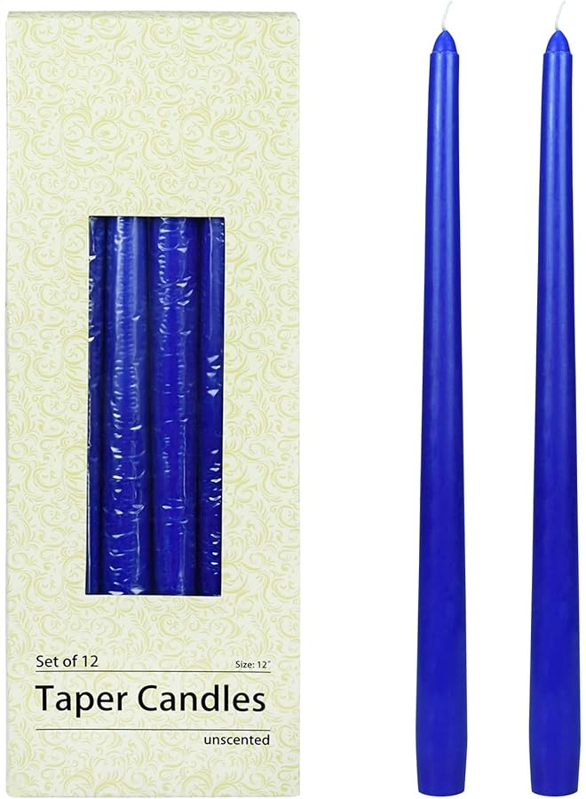The Bros 12-Piece Taper Candles, 12-Inch, Blue - Image 1
