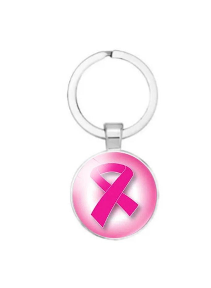 5esha Unisex Metal Key Chain with Breast Cancer Design - Image 1