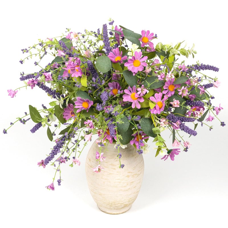 YUGALI 6 Pcs 20" Artificial Plants Daisy Flowers Branches for Vase Faux Silk Spring Greenery Stems with Eucalyptus Berry Wildflower Wedding Centerpiece Home Decor Indoor - Image 1