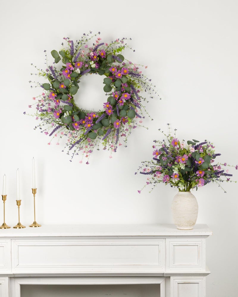 YUGALI 6 Pcs 20" Artificial Plants Daisy Flowers Branches for Vase Faux Silk Spring Greenery Stems with Eucalyptus Berry Wildflower Wedding Centerpiece Home Decor Indoor - Image 5