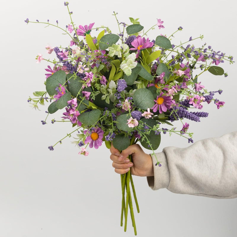 YUGALI 6 Pcs 20" Artificial Plants Daisy Flowers Branches for Vase Faux Silk Spring Greenery Stems with Eucalyptus Berry Wildflower Wedding Centerpiece Home Decor Indoor - Image 2