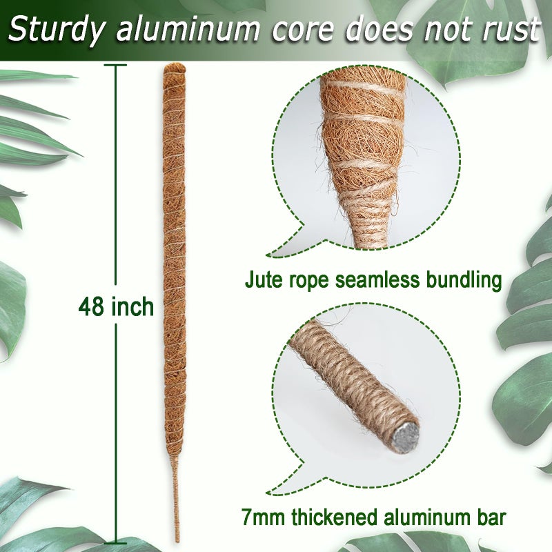 Soupiar 48 Inch Moss Pole, Bendable Moss Pole for Plants Monstera, Tall Moss Poles for Climbing Plants Indoor, Large Moss Pole Support, Garden Trellis Plant Stick Stakes for Potted Plants, Pothos - Image 3