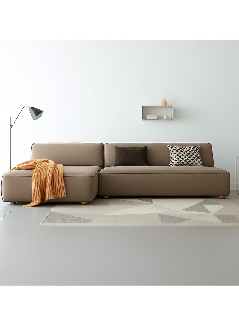 Al Zakharef Furniture Clarissa 3-Seater Luxury L-Shape Velvet Sofa with Free Pillows, Premium Wooden Frame, High-Density Seating Foam, Modern Corner Couch for Living Room Size L270 × W180 cm, Colour Taupe - Image 1