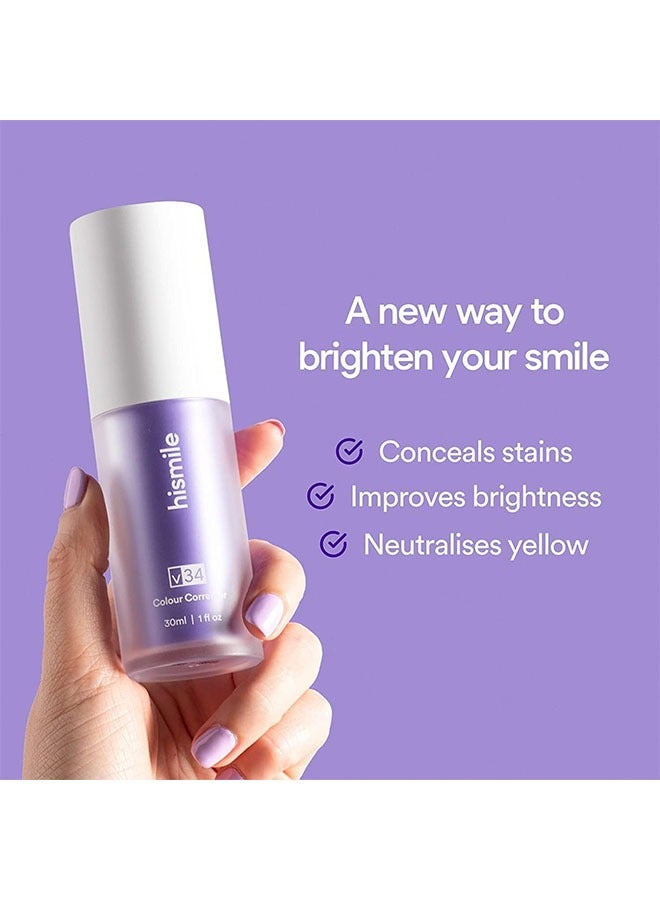 HiSmile V34 Toothpaste Teeth Whitening Booster Effective Fast Brighten Cleaning Tooth Colour Corrector to Remove Tooth Stains and Change Yellow Teeth for Sensitive Teeth 30ml - Image 3