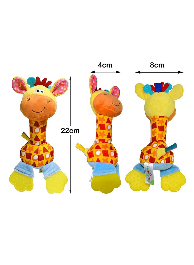 SOLARAE هزازات أطفال ناعمة، ألعاب تطويرية للأطفال الرضع، ألعاب تعليمية حسية للأطفال مع عضاضة، لعبة نشاط وعضاضة للأطفال، أصوات للأطفال من 3-6-9-12 شهرًا - Image 4