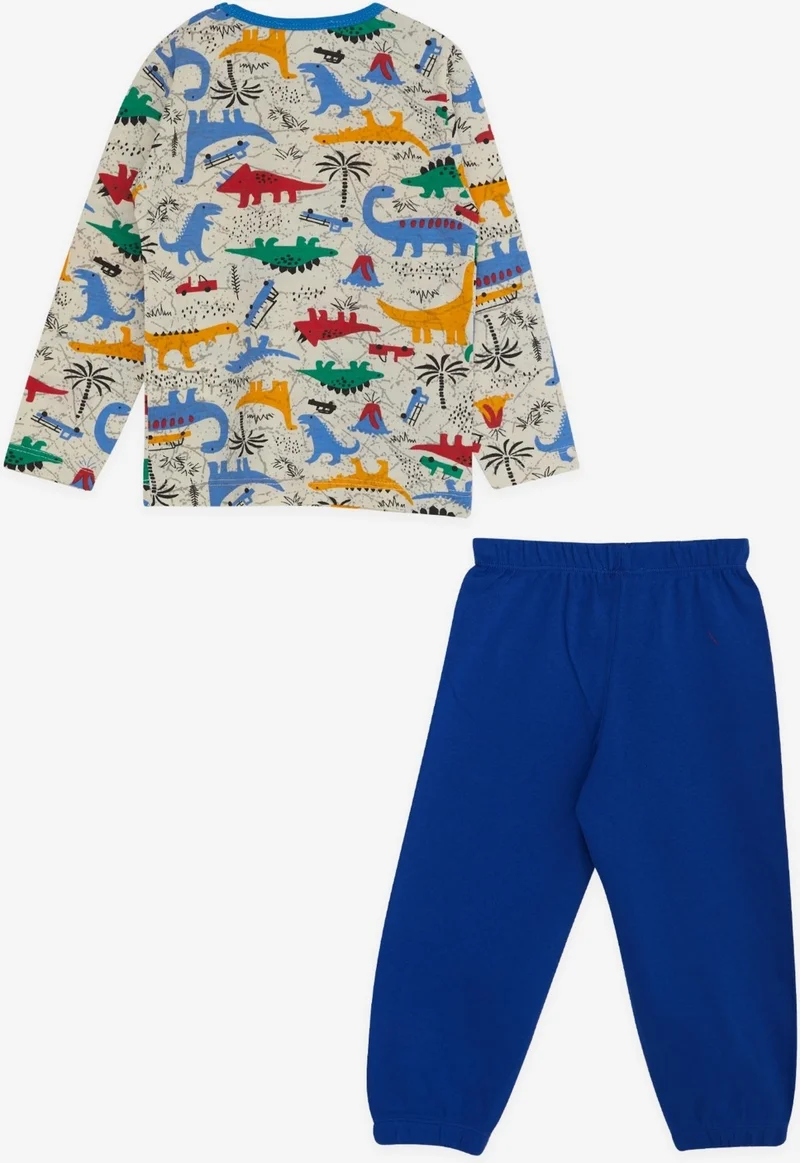 Breeze Baby Boy Pajama Set, Dinosaur Patterned, 9 Months-3 Years, Cream