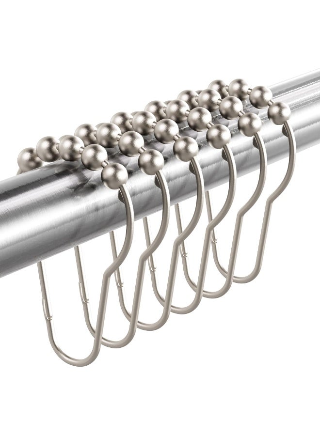 Titanker Shower Curtain Hooks Rings, Rust-Resistant Metal Shower Curtain Hooks for Bathroom Shower Rods Shower Hooks Shower Rings for Curtain - Set of 12, Matte Nickel - Image 1