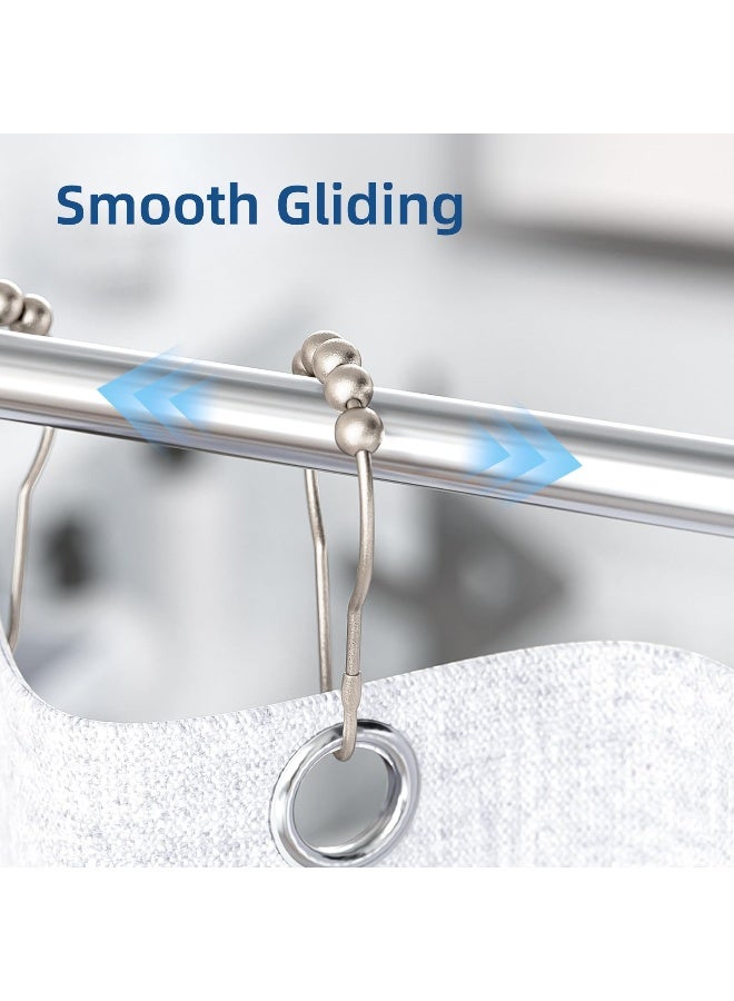 Titanker Shower Curtain Hooks Rings, Rust-Resistant Metal Shower Curtain Hooks for Bathroom Shower Rods Shower Hooks Shower Rings for Curtain - Set of 12, Matte Nickel - Image 5