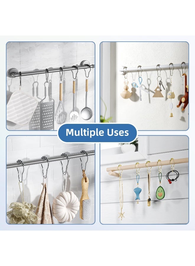 Titanker Shower Curtain Hooks Rings, Rust-Resistant Metal Shower Curtain Hooks for Bathroom Shower Rods Shower Hooks Shower Rings for Curtain - Set of 12, Matte Nickel - Image 4