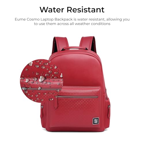 EUME Cosmo 16L Laptop Bag for Men, Carmine Red | 1 Large Compartment Office Laptop Backpacks | Fits Up to 13.5" Laptop | Premium Vegan Leather | Travel Bag | Bagpacker Bag for Men and Women - Image 5