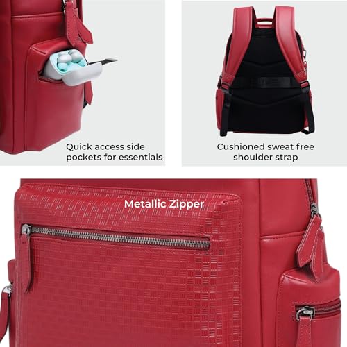 EUME Cosmo 16L Laptop Bag for Men, Carmine Red | 1 Large Compartment Office Laptop Backpacks | Fits Up to 13.5" Laptop | Premium Vegan Leather | Travel Bag | Bagpacker Bag for Men and Women - Image 3