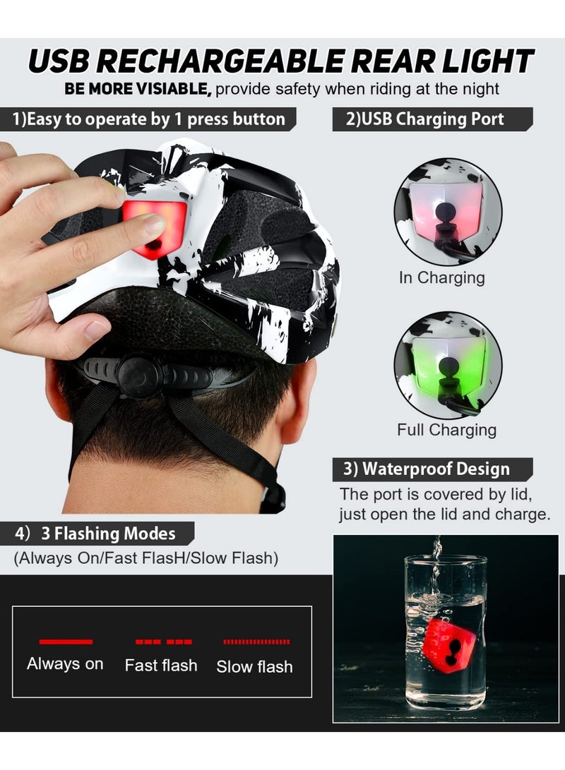 عربست خوذة دراجة هوائية مزودة بمصباح LED قابل لإعادة الشحن عبر USB، ونظارات واقية قابلة للفصل، وواقي من الشمس، خوذات دراجات جبلية ودراجات طريق للرجال والنساء، خوذات ركوب الدراجات للكبار. - Image 3