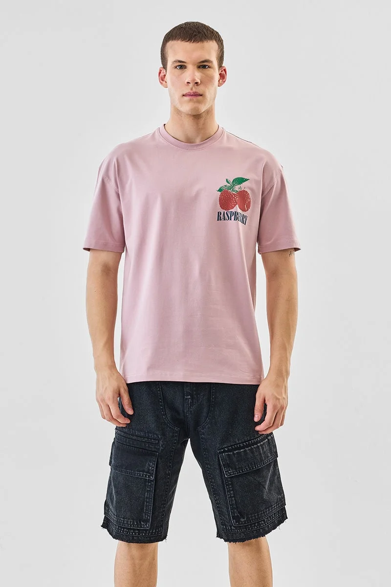 سنيتش تيشيرت قطن % كبير الحجم بلون توتي