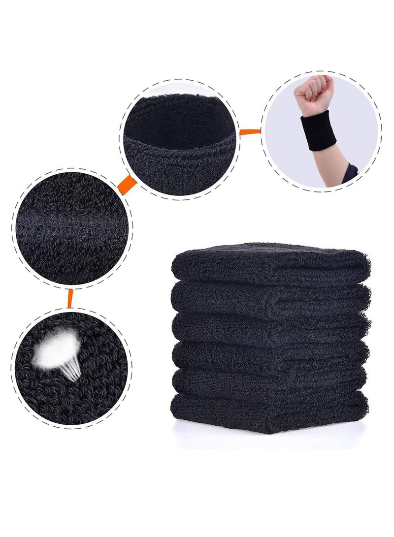 6 Pieces Sports Wristband, Elastic Cotton Sweatband, Absorbent Wristband, Safe and Durable, Soft and Breathable, Machine Washable, Suitable for Football, Basketball, Running, Fitness, Etc, 3 Colors - Image 3