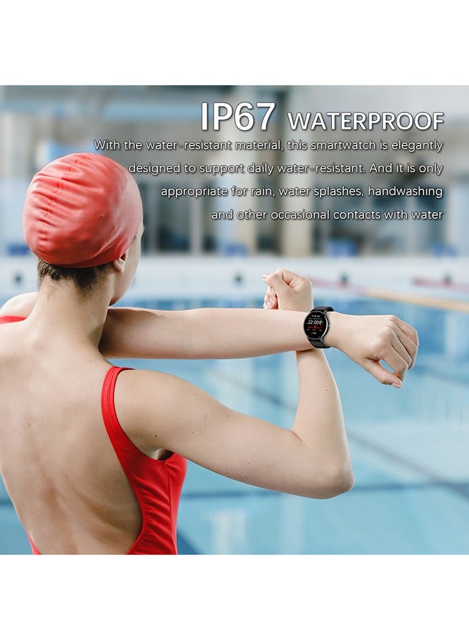 رولستيمي ساعة ذكية للنساء الرجال ، جهاز تعقب للياقة البدنية مع معدل ضربات القلب النوم رصد آي بي 67 مقاوم للماء 1.28 " شاشة تعمل باللمس الكامل موضة ساعة رياضية لالروبوت دائرة الرقابة الداخلية ، أسود - Image 3